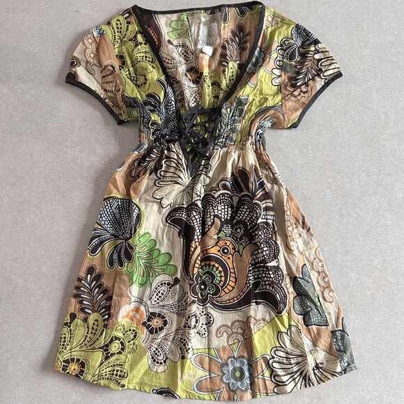 Rare 2000s Boho Pattern Tunic Top ALT Pattern ASO Alex Russo - Picture 2 of 4